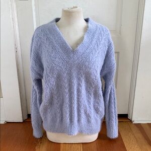 Lucky Brand‎ Light Blue V-Neck Sweater Cozy Knit Medium